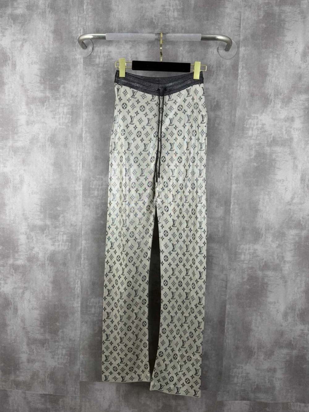 Authentic Louis Vuitton Ivory and Black Monogram Lounge Pants